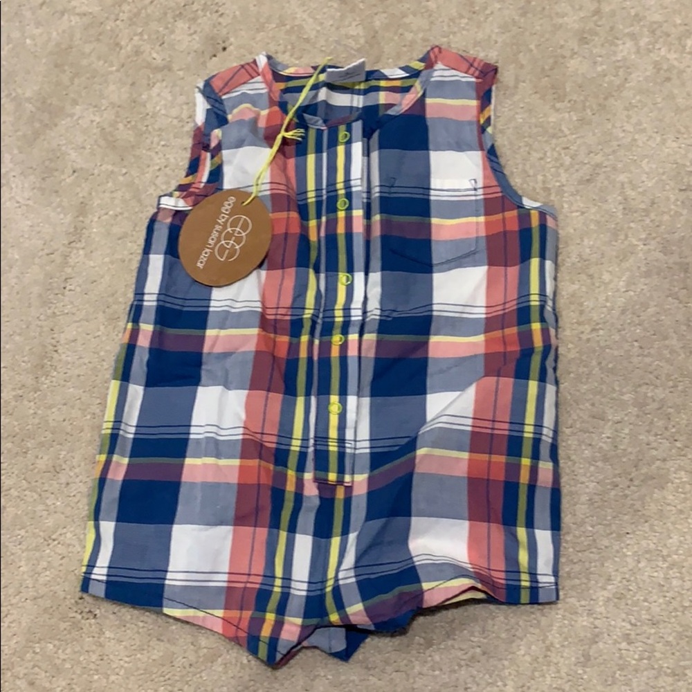 Plaid button down romper